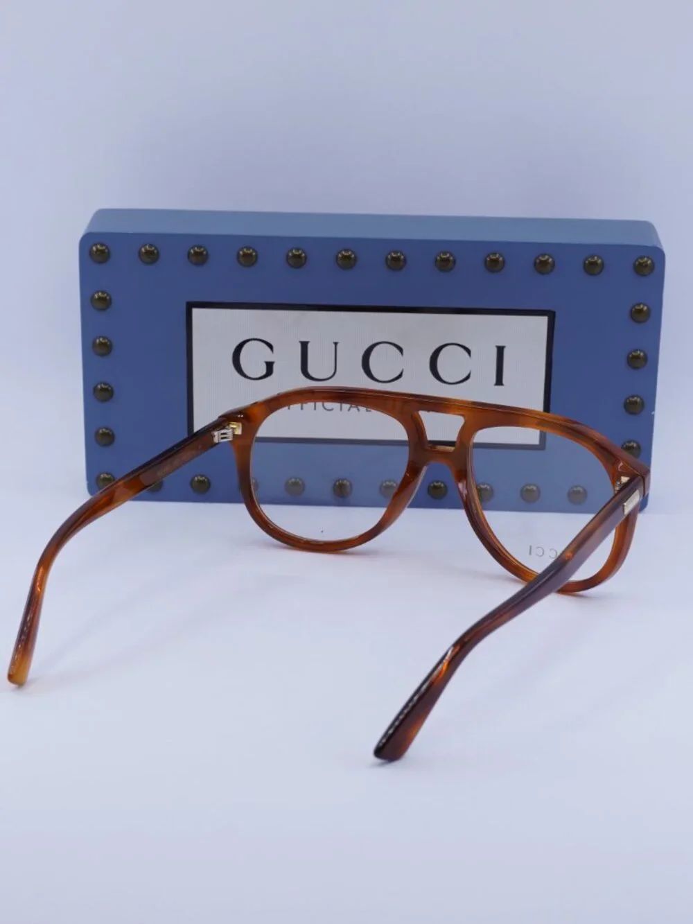 Gucci GG1320O 002 Aviator Eyeglasses – Blonde Havana 54mm